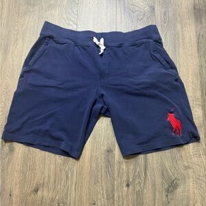 Polo Ralph Lauren Men’s XL Navy Blue Sweat Shorts Red Pony Logo Lounge Casual